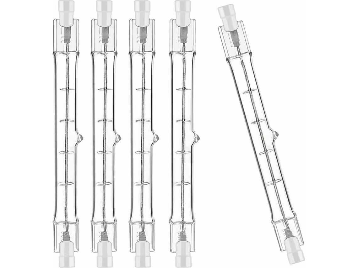 FNINIJEDE Pack 5 Lâmpadas Halógenas R7s 118mm 200w 230v, Barra Halógena R7s 118mm, Lâmpada Halógena Regulável Para Foco De Construção E Iluminação De Exterior