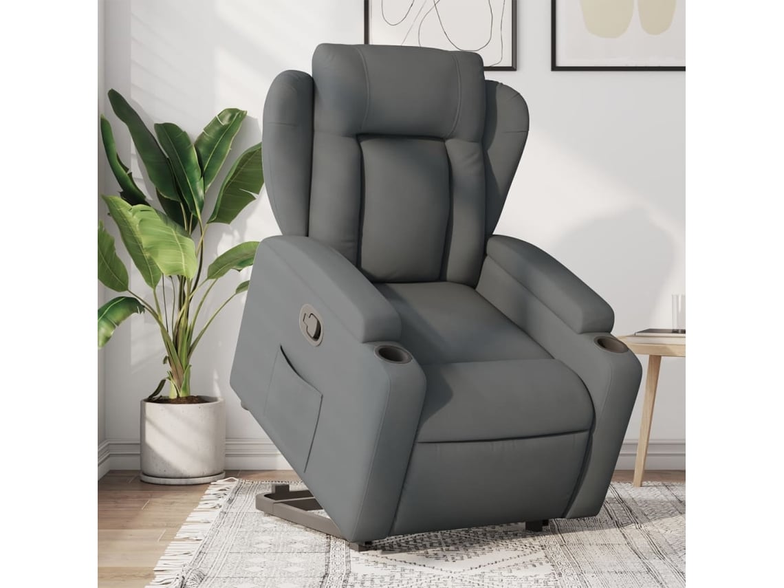 Sillón reclinable elevable de tela gris oscuro DKD HOME DECOR