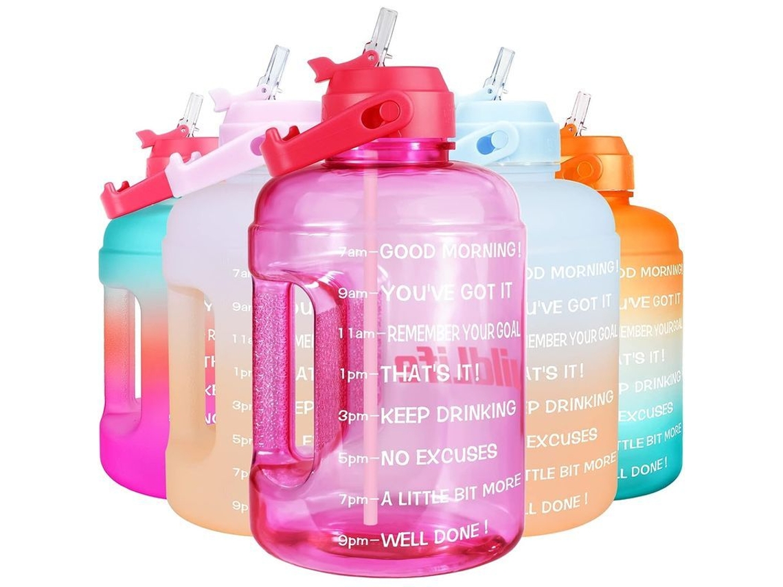 2026da-botella De Agua Motivacional Con Frase Inspiracional Y Marcadores De Tiempo, 2.2l, Rosa, Antiderrame, Sin Bpa, Mango Portátil