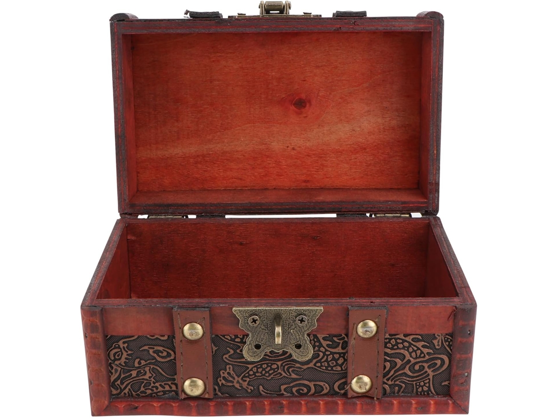 Almacenamiento Madera Elegante Joyero Impermeable Acabado Pulido Hogar Caja Roja Liso Boda