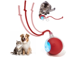 Pelota de juguete interactiva con luz LED, resistente a mordeduras, para entretener a gatos y pasear perros, color rojo Cuich