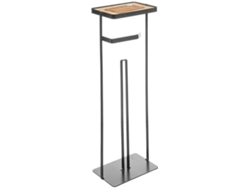 Portarrollos WC ESTORE de Pie (Negro - Metal - 60x18x12 cm)