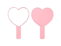 Espejo De Mano Portátil Con Forma De Corazón Para Viajes, Espejo Cosmético Con Asa (rosa, 1 Unidad)