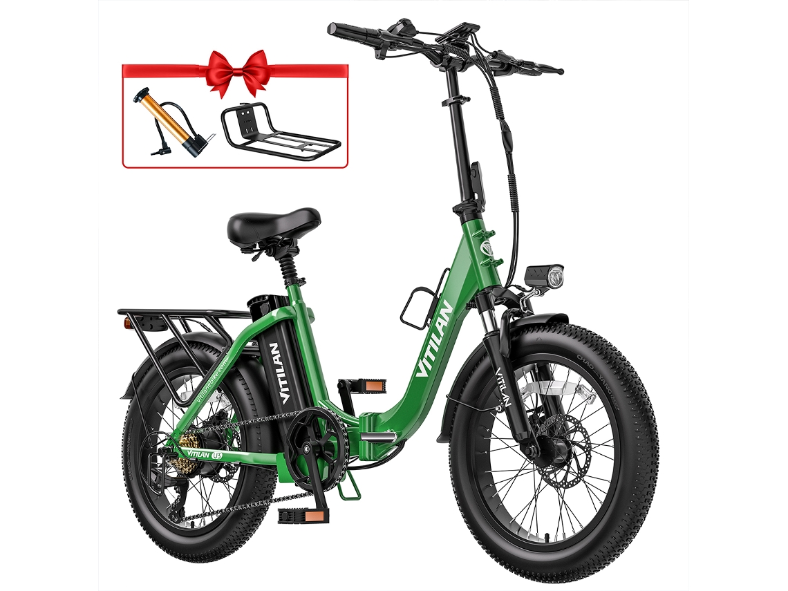 Bicicleta Eléctrica Vitilan U3 para Adultos, Ruedas de 20 pulgadas, 750 W, 48 V, 13 Ah, 7 Velocidades.