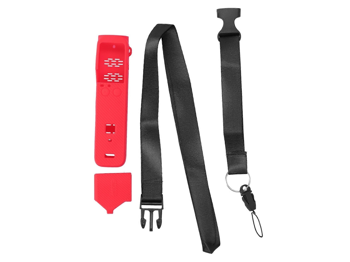 Funda protectora de silicona para lente, con cuerda para colgar, compatible con cámara Pocket 2, color rojo Saisiyiky