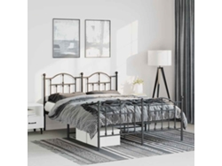 Estructura Cama Sin Colchón Con Estribo Metal Negro 135x190 Cm