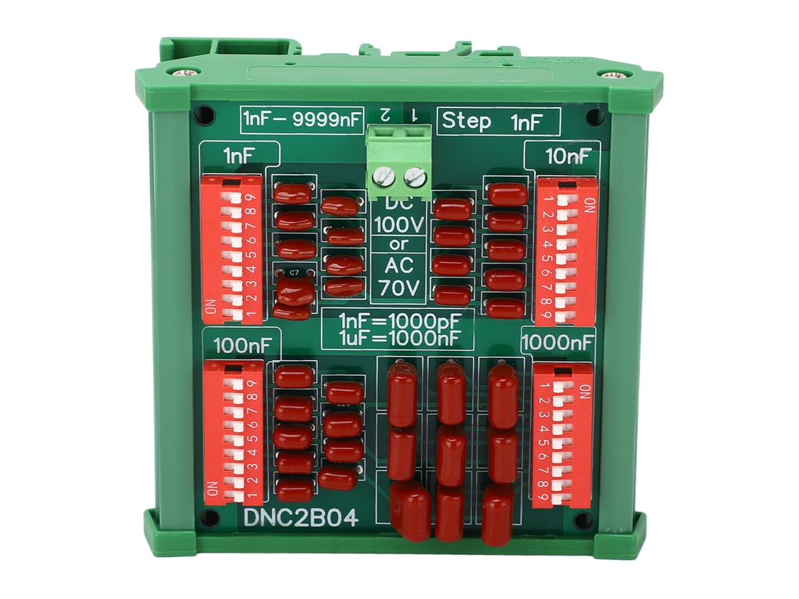 Placa Programable De Condensadores De Década, 4 Dígitos, Motor Paso A Paso De 1 Nf Con Trazado Din.