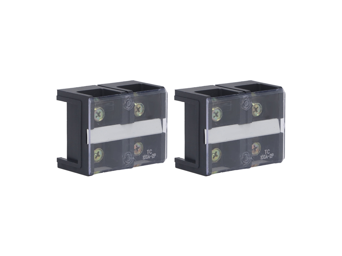 2 Piezas Terminal Block De Barrera De Cable Profesional Tc Fijo 600v 100a Doble Fila Bornes De Tornillo 2 Posiciones (1002)