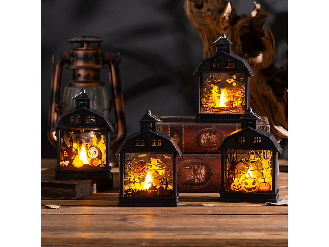 Rebe-decoraciones De Halloween Linterna De Calabaza Esqueleto Ornamento Luz Nocturna Para Fiesta De Terror Atmósfera Creativa