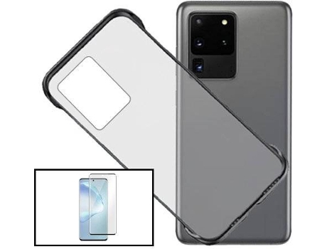 Carcasa + Protector Samsung Galaxy S20 Ultra PHONECARE Invisible Bumper Transparente, Negro 76855