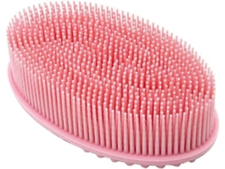 Kit com 2 Escovas Corporais Esfoliantes de Silicone com Cerdas Macias, Rosa, para Banho e Viagem