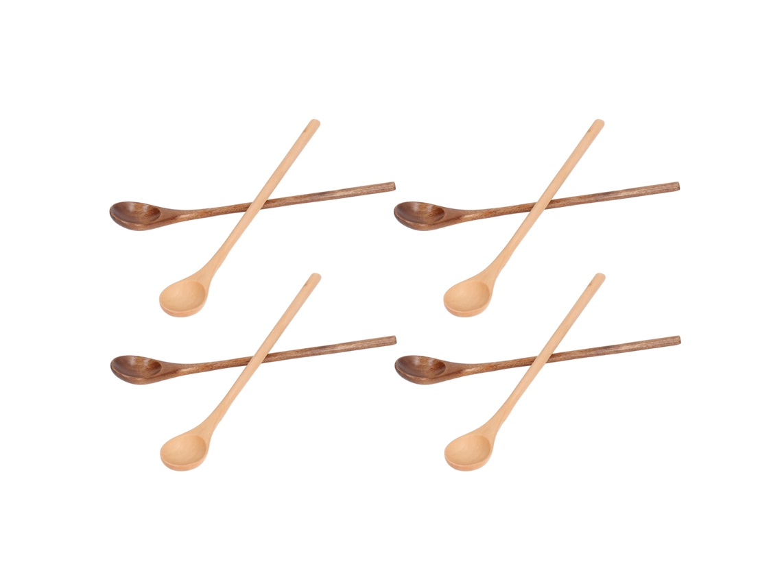 8 Cucharas De Madera De Haya Con Mangos Largos Y Cómodos, Seguras Para Cocinar Y Servir.