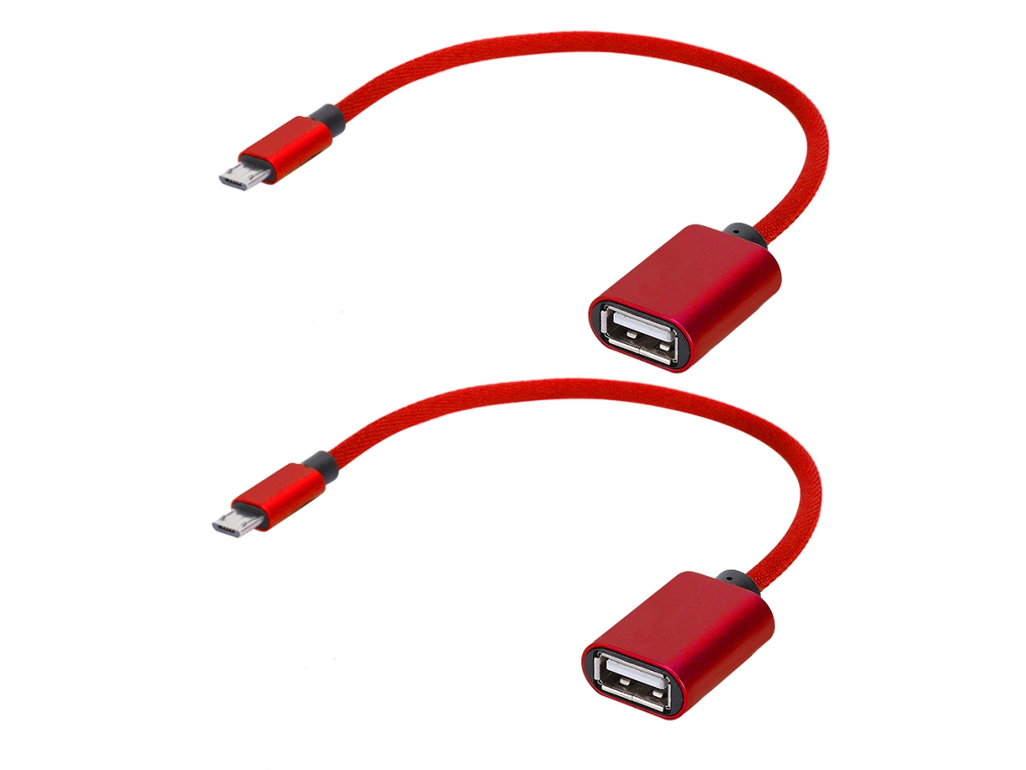 Cable De Datos Otg Tipo C, Adaptador Usb, Convertidor, Cables Micro Usb, Aux A Android, Rojo