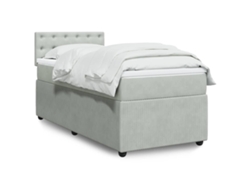 Cama Box Spring Con Colchón Terciopelo Gris Claro 90x190 Cm