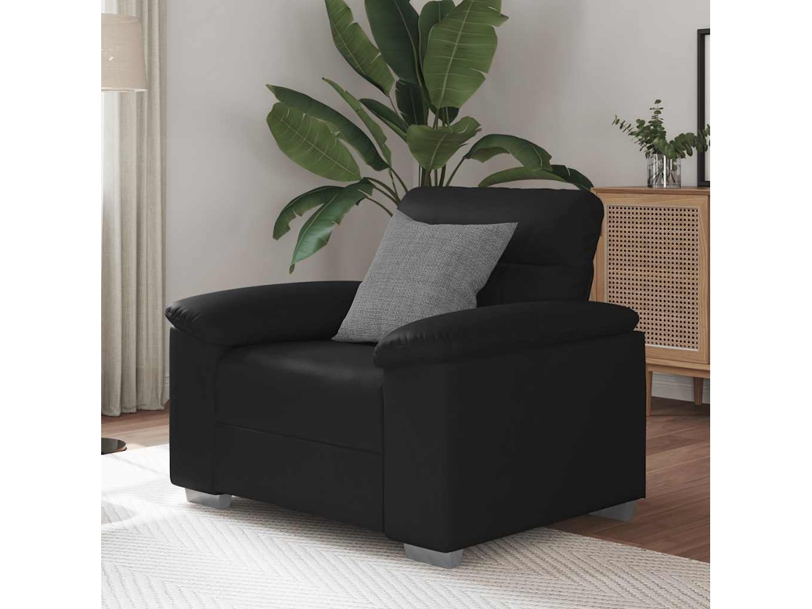 Sillón De Sofá De Cuero Sintética Negro 60 Cm