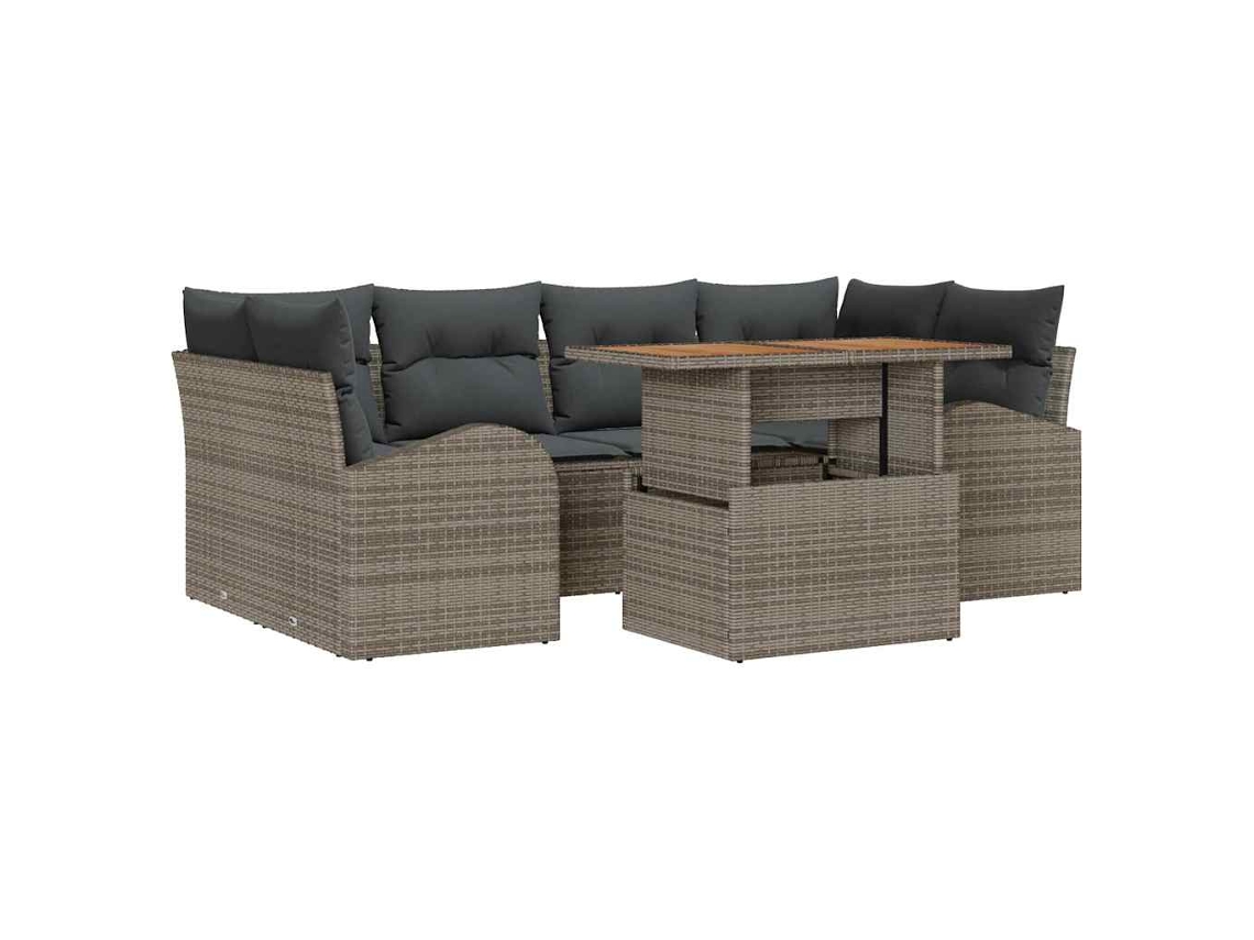 Maison Exclusive - Conjunto De Sofá De Jardín 7 Pcs Gris Poliratán