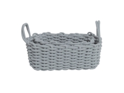 Cesta De Almacenamiento De Algodón Hecha A Mano De Estilo Nórdico Para Mesa, Juguetes, Ropa Interior, Gris, 36x25x15cm
