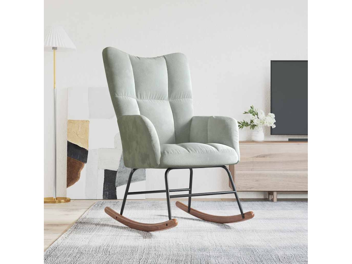 Silla Mecedora | Silla De Balanceo De Terciopelo Gris Claro