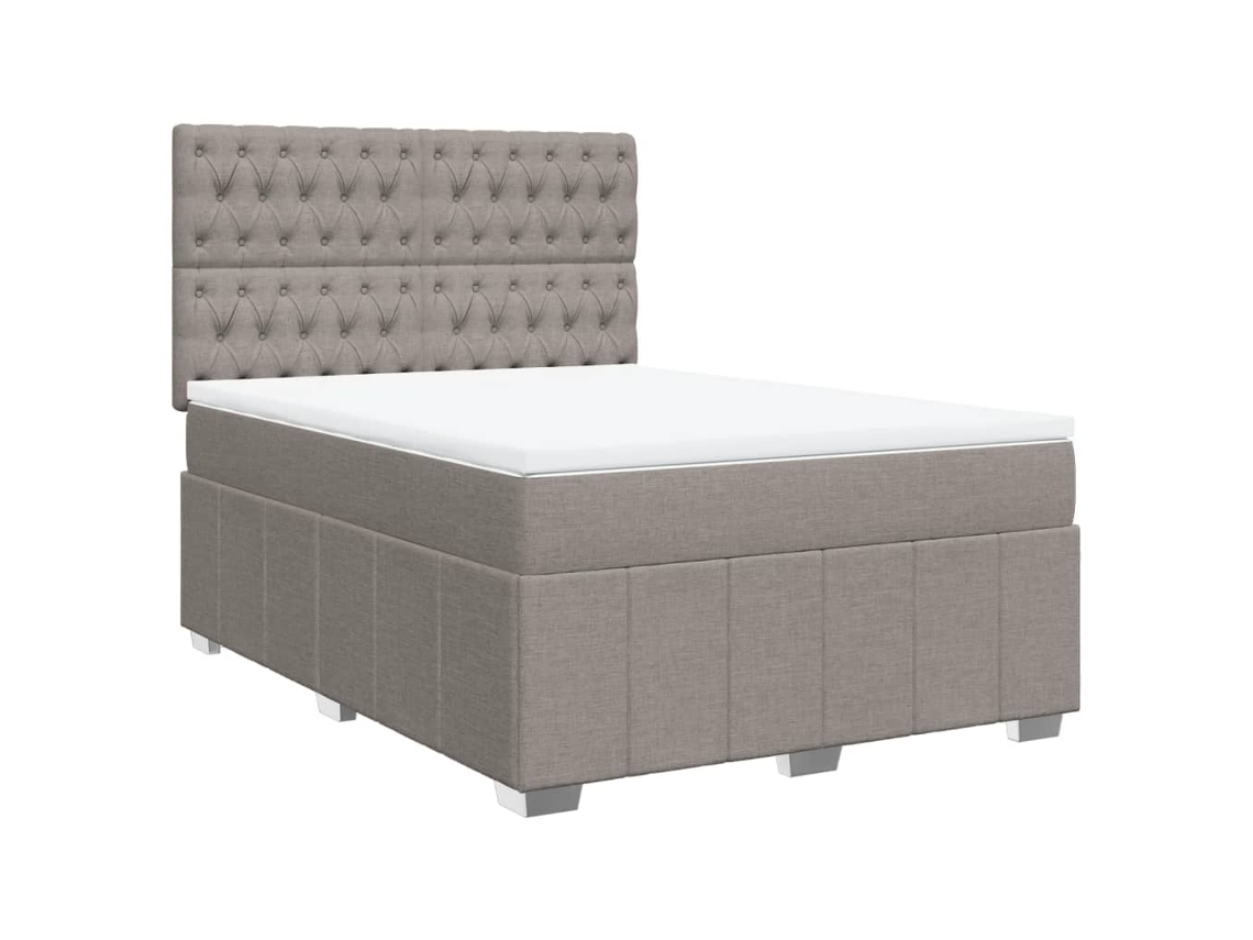 Maison Exclusive - Cama Box Spring Con Colchón Tela Gris Taupe 140x200 Cm