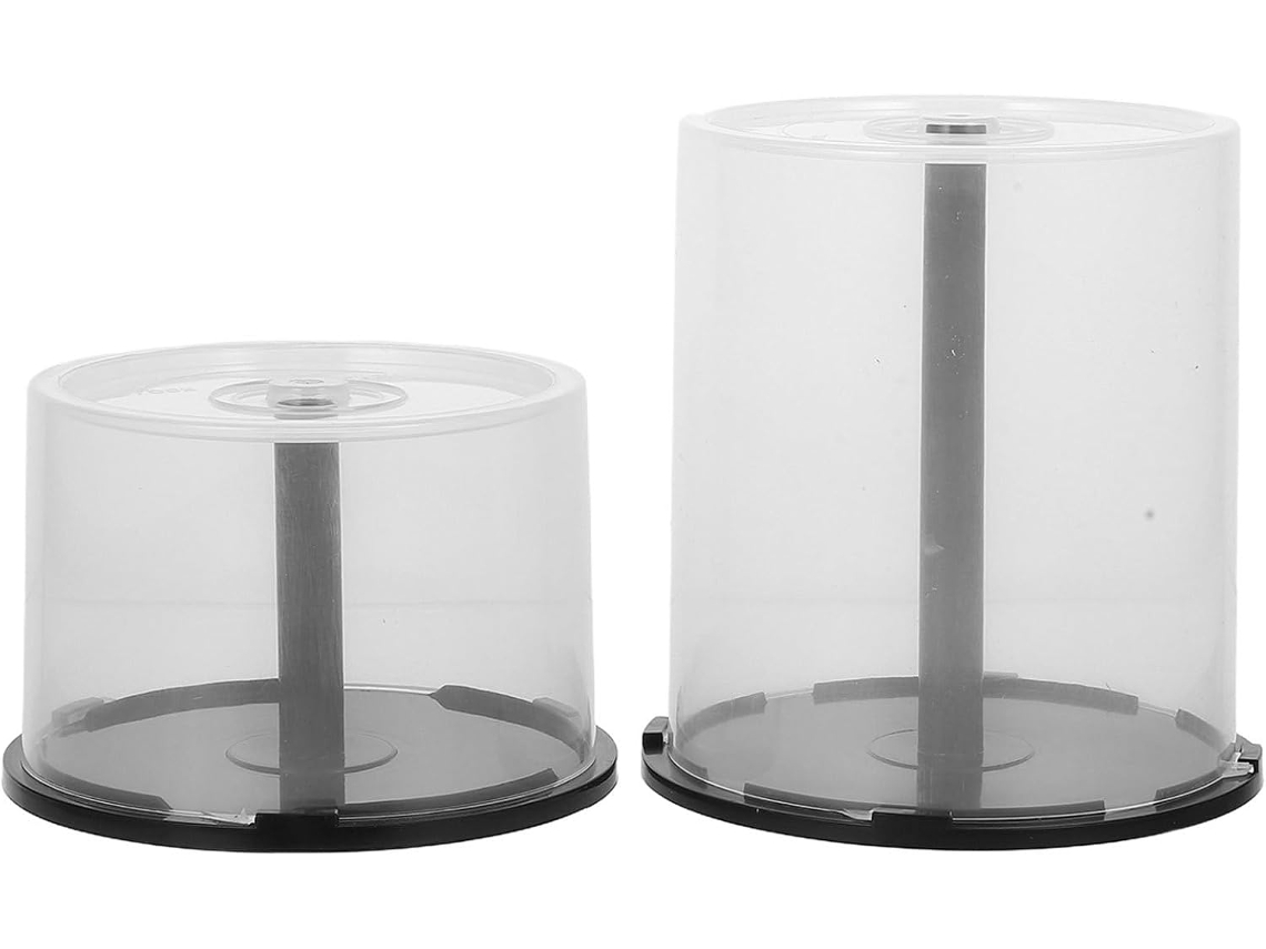 Juego De 2 Cajas Transparentes Para Almacenamiento De Cd/dvd Con Base Negra, Capacidad Para 50-100 Discos.