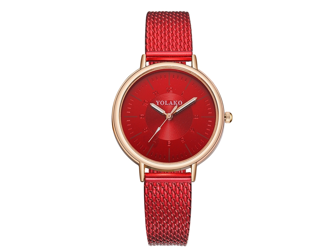 Reloj De Pulsera De Cuarzo Informal Para Mujer Yolako Con Esfera Redonda Sencilla, Color Rojo.