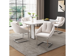 Juego de 4 sillas de terciopelo con estructura de metal beige