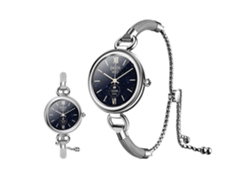 Reloj inteligente con cristales de diamante ajustables para iOS y Android, plateado Chennnls