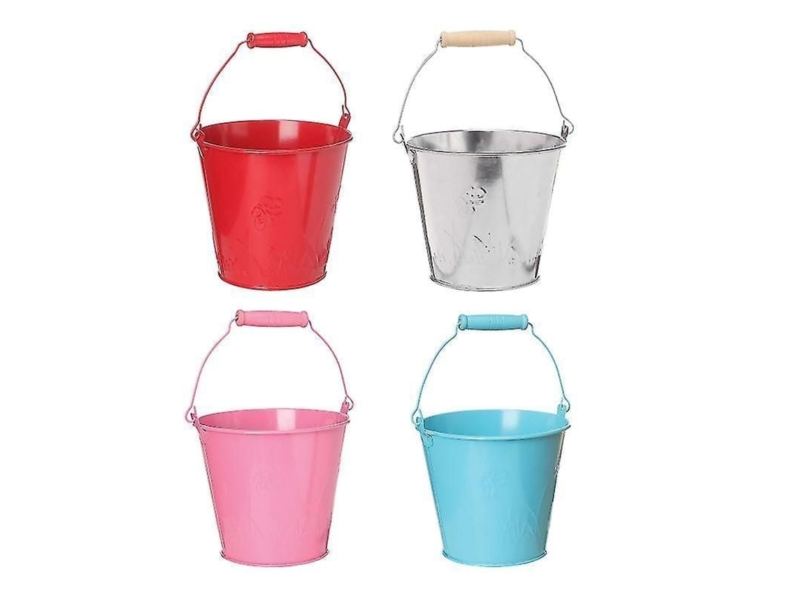 Fasst-4pcs Macetas De Hoja De Hierro Creativas Sencillas Rojo Azul Rosa Plata