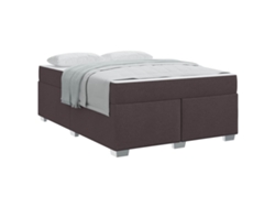 Maison Exclusive - Estructura De Cama Con Colchón Marrón Oscuro 140 X 200 Cm Tela