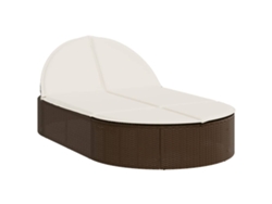 Chaise longue doble con cojines, mimbre, patas marrones, EXCLUSIVA MAISON