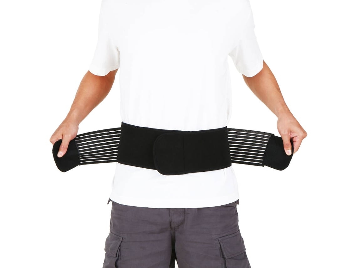 Cinturón Compresión Lumbar Negro Talla L, Alivia Dolores De Espalda En Oficina O Casa
