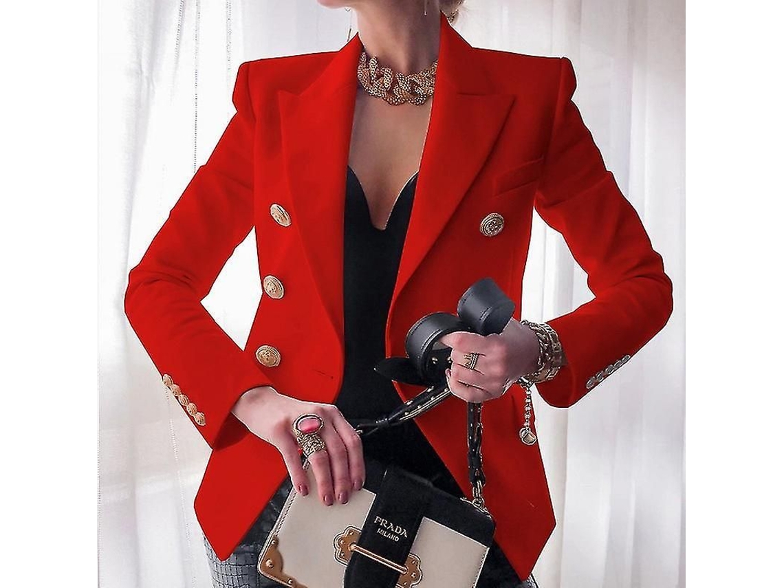 2026-chaqueta De Traje Para Mujer 2023 Blazer Formal Office Lady Manga Larga Bolsillos Frontales Talla S-3xl Poliéster