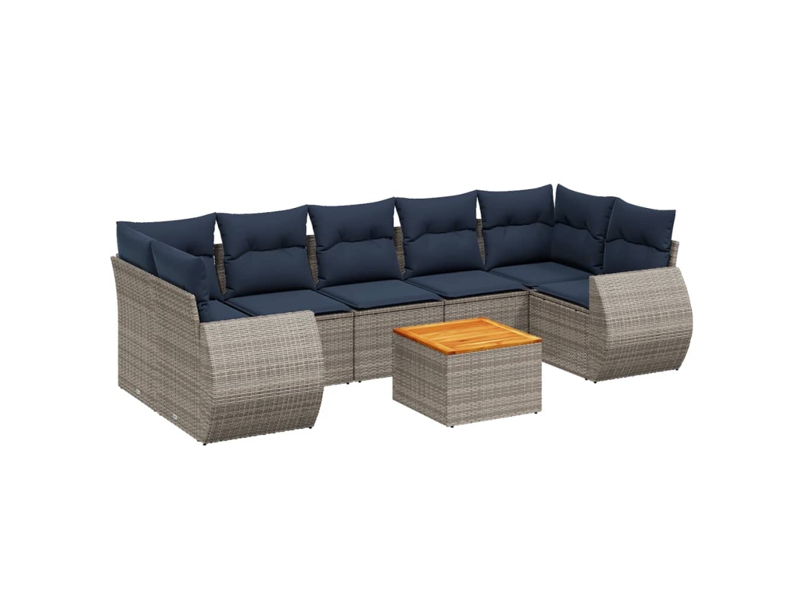 Maison Exclusive - Conjunto De Sofá De Jardín De 8 Piezas Con Cojines, Poliratán Gris
