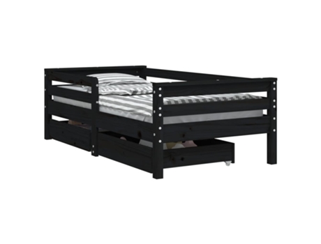 Estructura De Cama Para Niños VIDAXL Negro Madera (70x140 cm)
