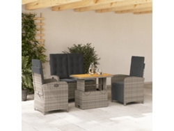 Conjunto de comedor de jardín de 4 piezas DKD Home Decor con cojines, ratán gris