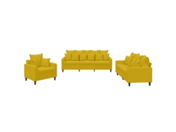 Maison Exclusive - Juego de sofá de 3 piezas con cojines, terciopelo amarillo