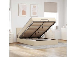 Syfax™ Cama Otomana Con Colchón De Tela Color Crema 140x190 Cm