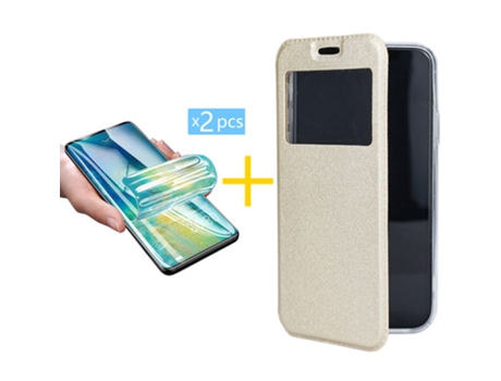 Pack 2 X Película de Vidrio Templado Hidrogel Funda SKYHE por Samsung Galaxy A41 Flip Cover Gandy Oro SKYHE