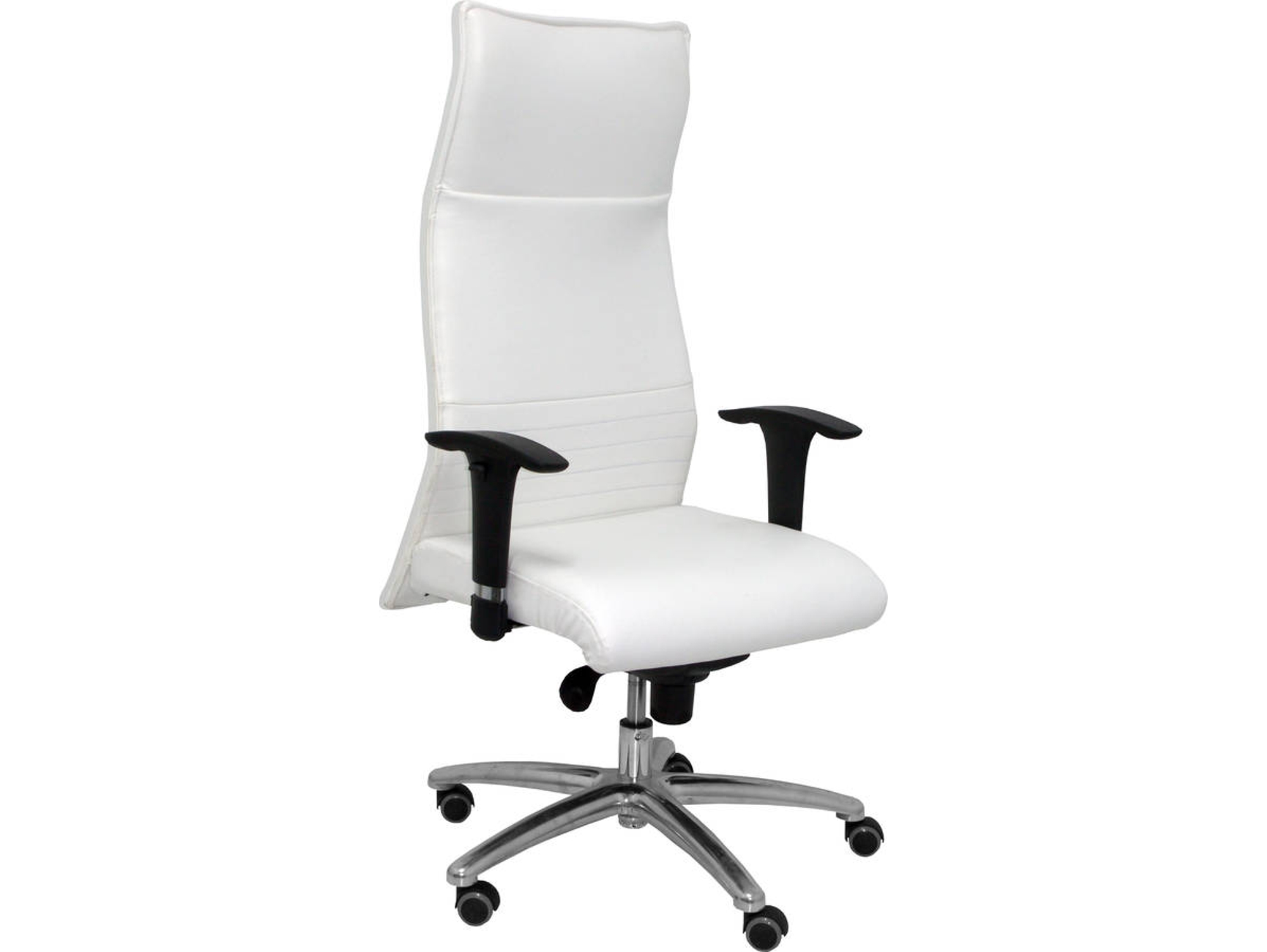 Silla de Escritorio Ejecutiva PYC Albacete XL Blanco con ruedas de parqué (Brazos ajustables - Piel Sintética)