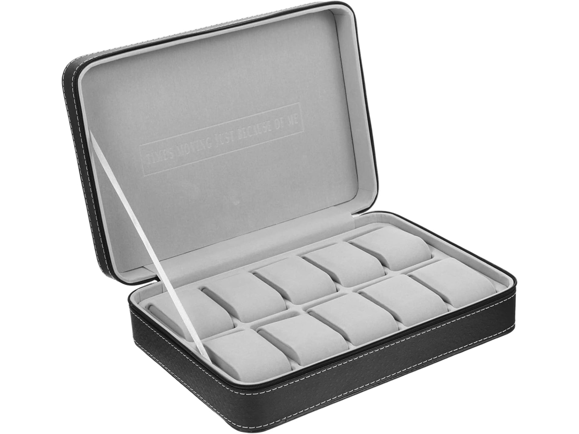 Caja De Almacenamiento Para Relojes De Cuero Sintético Con Ranuras, Estuche De Viaje, Estuche Portátil Para Relojes Resistente A Los Arañazos Con...