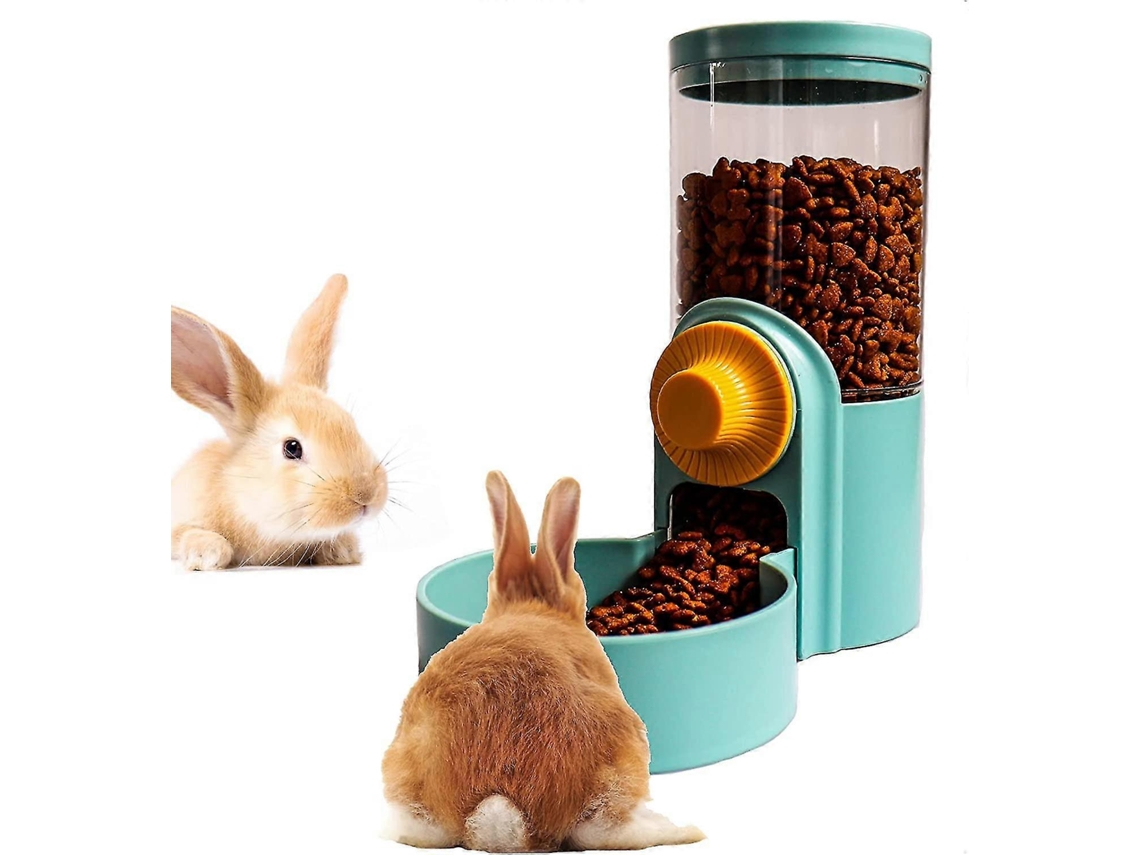 Comedero automático colgante para conejos, dispensador automático de comida para animales pequeños con jaula de gravedad