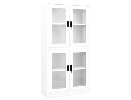 MAISON EXCLUSIVE - Armario oficina acero vidrio templado blanco 90x40x180 cm