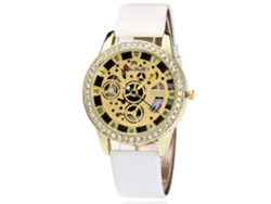 Reloj De Pulsera De Aleación Con Dial Redondo Analógico De Cuarzo Para Mujer (blanco)