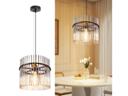 Lámpara colgante con 1 pantalla de cristal, casquillo E27, negra, Ø30cm, para comedor, cafetería, bar, cocina, sala de estar Zmh (bombilla no incluida)