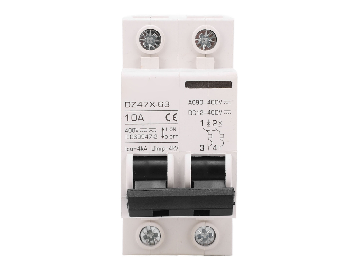 Disyuntor Mcb 2p 10a 400v Ca/cc Con Protección Contra Fugas Para Paneles Solares Domésticos