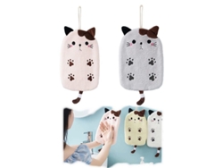 2026-2 Paquete Toallas De Mano Microfibra Coral Lindo Gato Cartoon Absorbente Para Niños