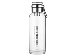 Botella de agua de vidrio de borosilicato de gran capacidad con funda de tela, ideal para deportes y viajes. Incluye infusor de té. Mdug (1.0 L)