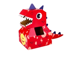 Ats-disfraz De Cabeza De Dinosaurio De Cartón Diy Para Niños, Juguete Interactivo Usable, Color Rojo Rosa