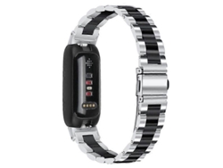Correa De Pulsera Compatible Con Fitbit Inspire 3 Acero Inoxidable 3 Perlas Negro Negro