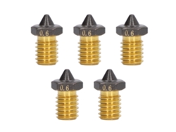 5 Piezas Boquillas De Impresora 3d De Cobre Revestidas Con Ptfe Para Filamento De 1.75mm Boquilla De Hotend De Alto Flujo 0.6mm